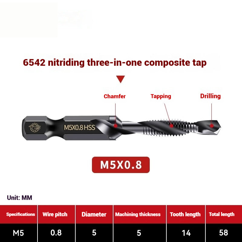 1096-Three in one cobalt composite tap set drilling and tapping one nitriding tap stainless steel tapping tapping drills Shandong Denso Pricision Tools Co.,Ltd.